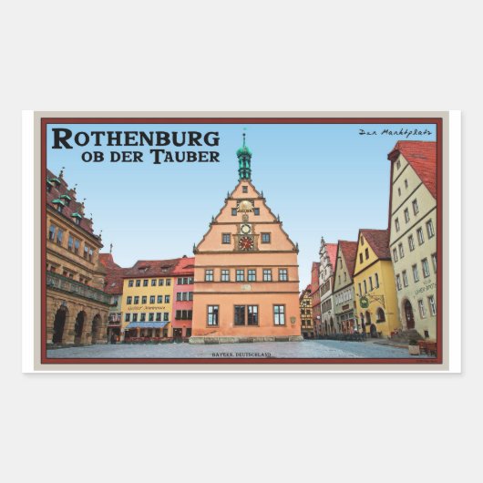 ローテンブルクDouber - der Marktplatz 長方形シール (正面)