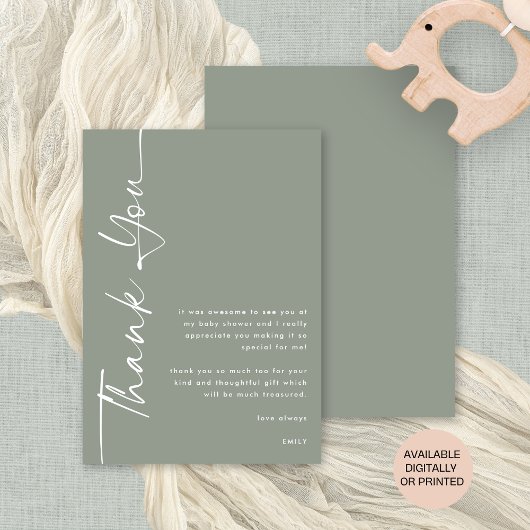 ローテーション書道セージ赤ちゃんシャワーありがとう カード