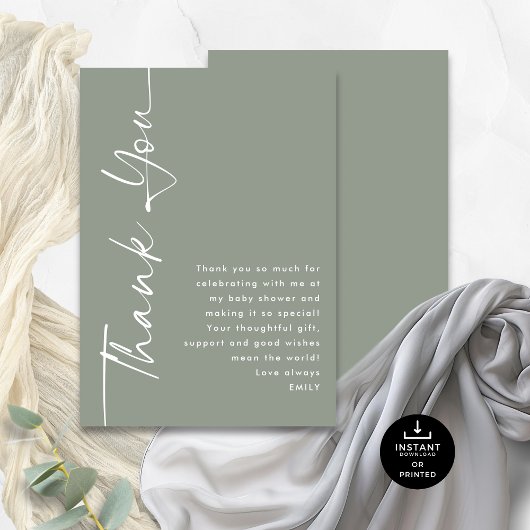 ローテーション書道セージ赤ちゃんシャワーありがとう カード