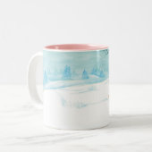 ローディア冬の雪の多い森林風景 ツートーンマグカップ (正面左)