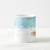 ローディア冬の雪の多い森林風景 モーフィングマグカップ (中央)