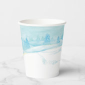 ローディア冬の雪の多い森林風景 紙コップ (正面)