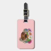 ローデシアンのリゲカラフルバックの花ピンク ラゲッジタグ (正面縦)