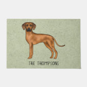 ローデシアンのリッジバックかわいい茶色のライオン犬と文字 ドアマット (正面)