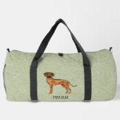 ローデシアンのリッジバックかわいい茶色の犬の名前グリーン ダッフルバッグ (裏面)