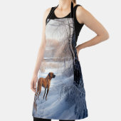 ローデシアンのリッジバックそれを雪のクリスマスに エプロン (インサイチュ)