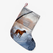 ローデシアンのリッジバックそれを雪のクリスマスに スモールクリスマスストッキング (正面 (吊り時))