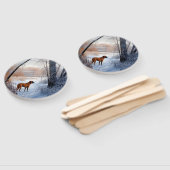 ローデシアンのリッジバックそれを雪のクリスマスに ハンドファン (組立なし)