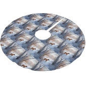 ローデシアンのリッジバックそれを雪のクリスマスに ブラッシュドポリエステルツリースカート (アングル)