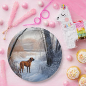 ローデシアンのリッジバックそれを雪のクリスマスに ペーパープレート (パーティー)