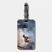 ローデシアンのリッジバックそれを雪のクリスマスに ラゲッジタグ (裏面縦)