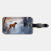 ローデシアンのリッジバックそれを雪のクリスマスに ラゲッジタグ (裏面横)