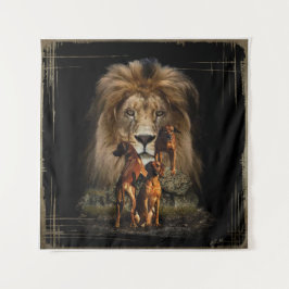 ローデシアンのリッジバックとライオンのタペストリー タペストリー