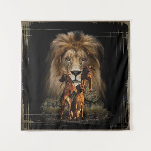 ローデシアンのリッジバックとライオンのタペストリー タペストリー (正面)