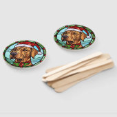 ローデシアンのリッジバックのステンドグラスのクリスマス ハンドファン (組立なし)