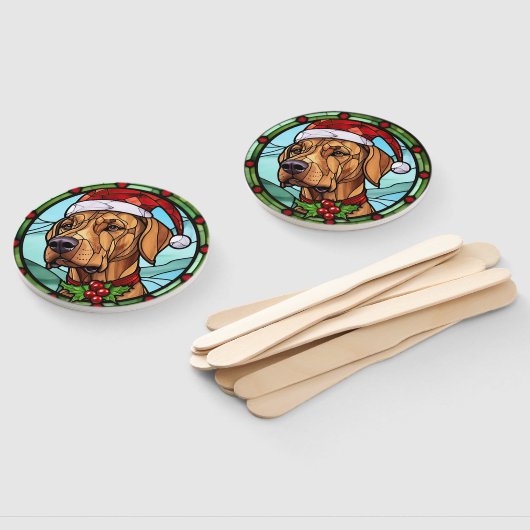 ローデシアンのリッジバックのステンドグラスのクリスマス ハンドファン (組立なし)