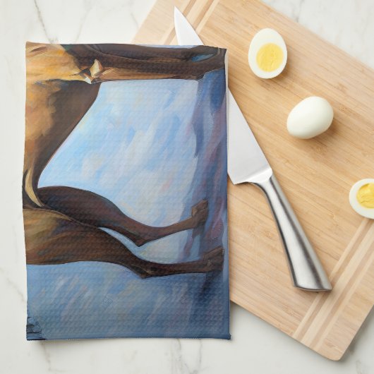 ローデシアンのリッジバッククリスマスフェスティバルシーズン キッチンタオル (四つ折り)