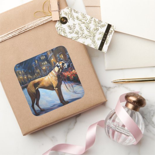 ローデシアンのリッジバッククリスマスフェスティバルシーズン スクエアシール (ギフト)