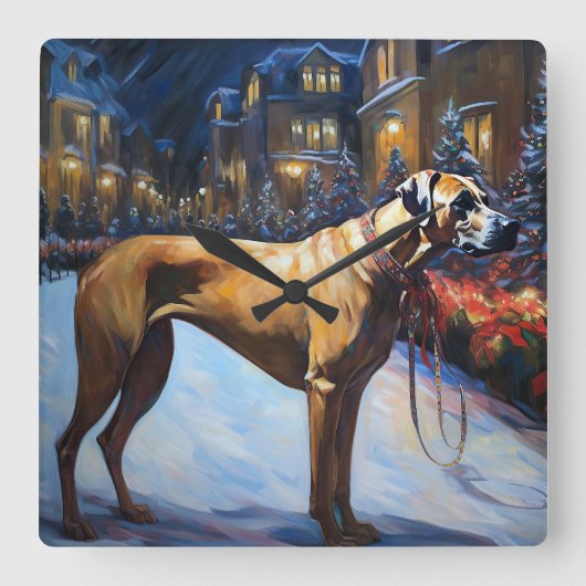 ローデシアンのリッジバッククリスマスフェスティバルシーズン スクエア壁時計 (正面)