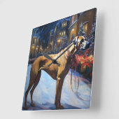 ローデシアンのリッジバッククリスマスフェスティバルシーズン スクエア壁時計 (傾斜)