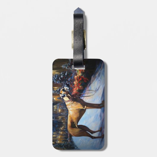 ローデシアンのリッジバッククリスマスフェスティバルシーズン ラゲッジタグ (裏面縦)