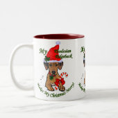 ローデシアンのリッジバッククリスマスプレゼント ツートーンマグカップ (左)