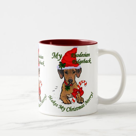 ローデシアンのリッジバッククリスマスプレゼント ツートーンマグカップ (右)