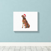 ローデシアンのリッジバッククリスマスライトクリスマスドッグラブ キャンバスプリント (インサイチュ (ウッドフロア))