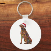 ローデシアンのリッジバッククリスマスライトクリスマスドッグラブ キーホルダー (正面)