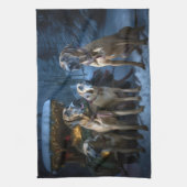 ローデシアンのリッジバックスノイそりのクリスマスデコール キッチンタオル (縦)