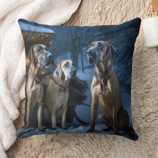 ローデシアンのリッジバックスノイそりのクリスマスデコール クッション (ブランケット)