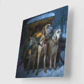 ローデシアンのリッジバックスノイそりのクリスマスデコール スクエア壁時計 (傾斜)