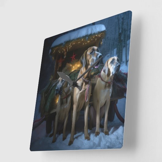 ローデシアンのリッジバックスノイそりのクリスマスデコール スクエア壁時計 (傾斜)