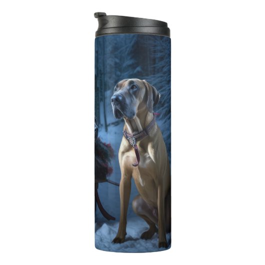 ローデシアンのリッジバックスノイそりのクリスマスデコール タンブラー (回転右)