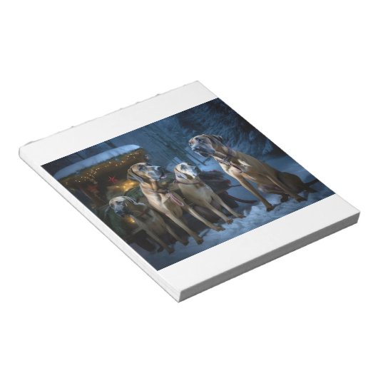 ローデシアンのリッジバックスノイそりのクリスマスデコール ノートパッド (アングル)