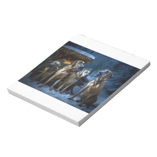 ローデシアンのリッジバックスノイそりのクリスマスデコール ノートパッド (回転)