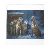 ローデシアンのリッジバックスノイそりのクリスマスデコール ノートパッド (正面)