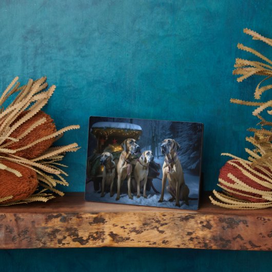 ローデシアンのリッジバックスノイそりのクリスマスデコール フォトプラーク (側面)