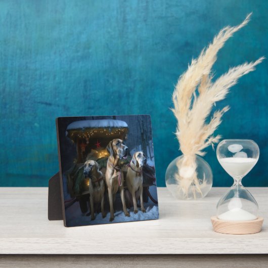 ローデシアンのリッジバックスノイそりのクリスマスデコール フォトプラーク (インサイチュ)