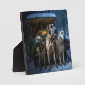 ローデシアンのリッジバックスノイそりのクリスマスデコール フォトプラーク (正面)