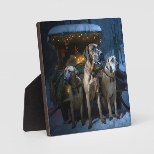 ローデシアンのリッジバックスノイそりのクリスマスデコール フォトプラーク (正面)