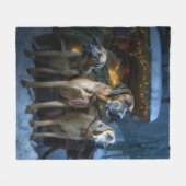 ローデシアンのリッジバックスノイそりのクリスマスデコール フリースブランケット (正面(横))