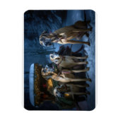 ローデシアンのリッジバックスノイそりのクリスマスデコール マグネット (縦)