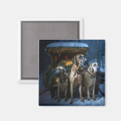 ローデシアンのリッジバックスノイそりのクリスマスデコール マグネット (正面/裏面)