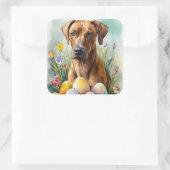 ローデシアンのリッジバックドッグとイースターエッグホリデー スクエアシール (バッグ)