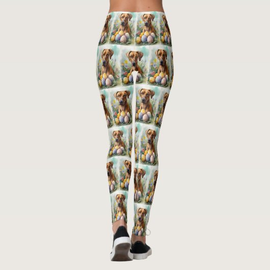 ローデシアンのリッジバックドッグとイースターエッグホリデー レギンス (裏面)