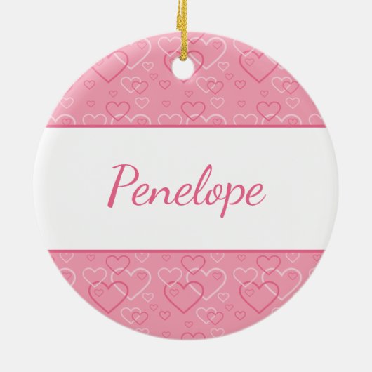 ローデシアンのリッジバックドッグのピンクのハートの名前 セラミックオーナメント (裏面)