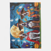 ローデシアンのリッジバックドッグズパンプキンハロウィンおもしろい キッチンタオル (縦)