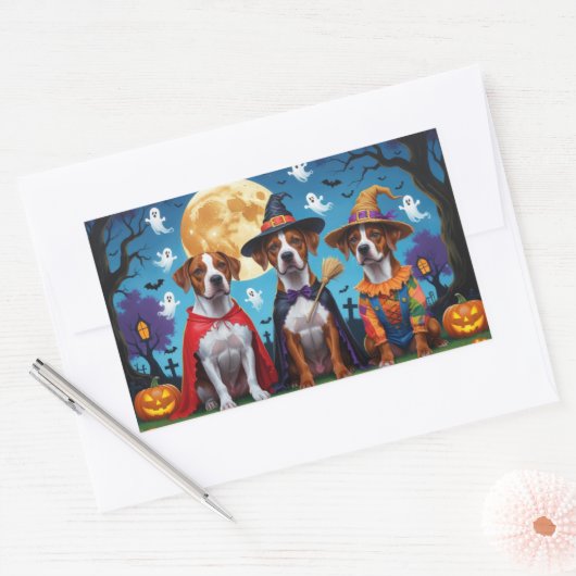 ローデシアンのリッジバックドッグズパンプキンハロウィンおもしろい 長方形シール (封筒)