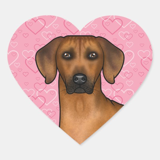 ローデシアンのリッジバックドッグヘッドオンピンクの愛ハート ハートシール (正面)